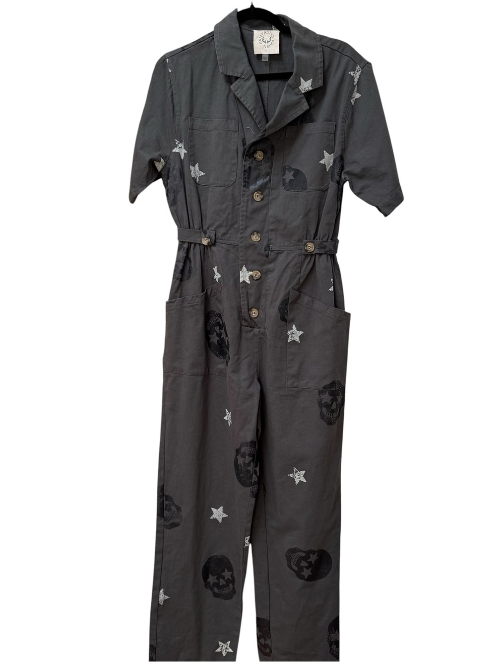 Fantastic Fawn Charcoal Star & Skull Utility Jumpsuit